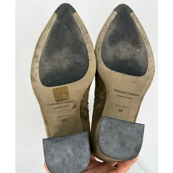 Officine Creative Sevre Taupe Brown Ankle Boots Sz 10 / 40
